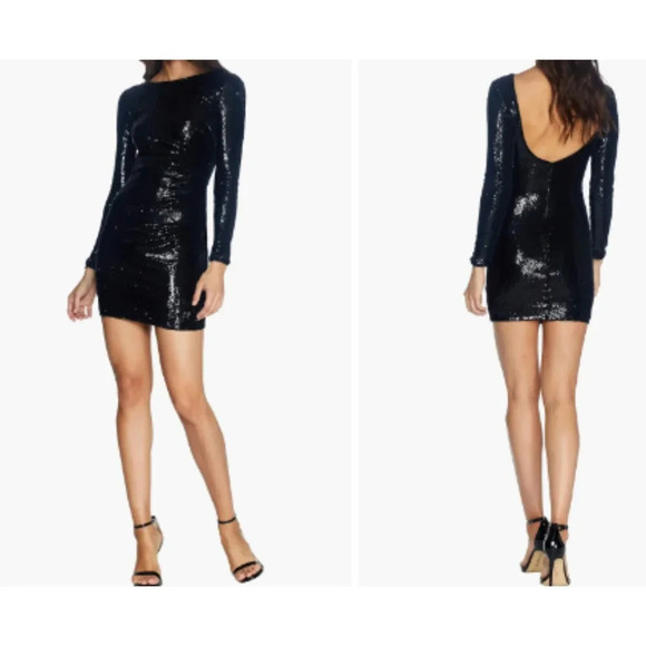 Dress The Population Lolita Sequin Long Sleeve Minidress NWT Size Small - Picture 1 of 8
